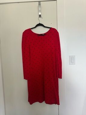 Old Navy Red Long-Sleeve Polka Dot Shift Dress